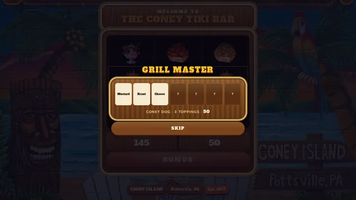 The Grill Master bonus round with three toppings to pick